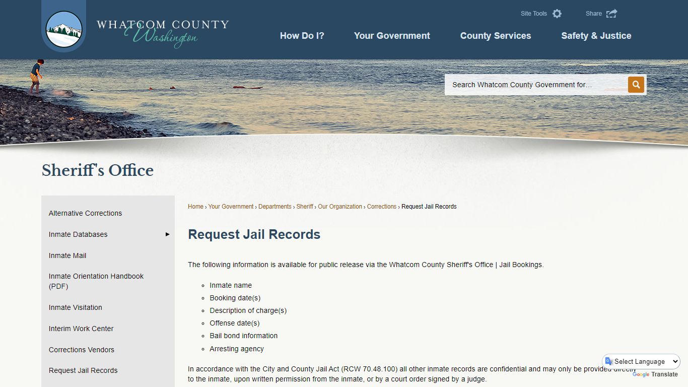 Request Jail Records | Whatcom County, WA - Official Website